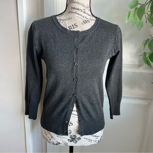 Active Y2K Button-Front Crew Neck Cardigan Charcoal Gray  Sz L